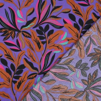 Baumwollsatin Purple Lush Leaves von Nerida Hansen